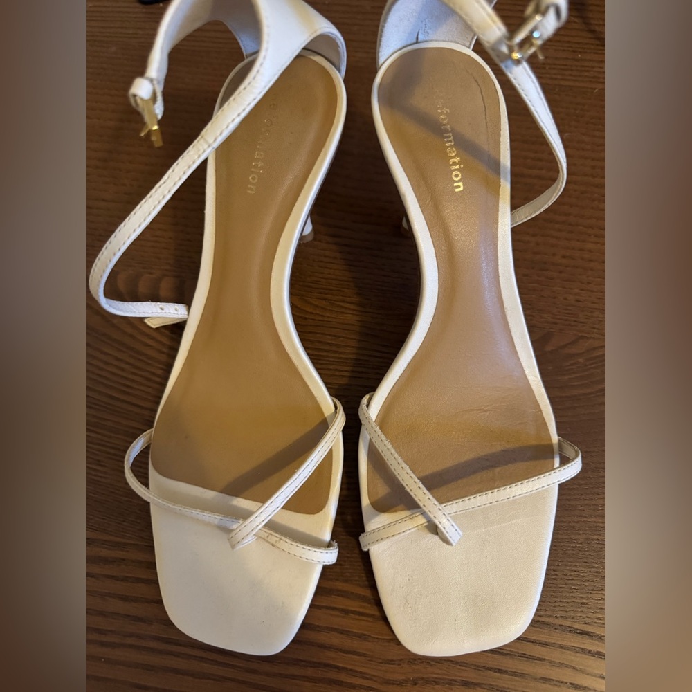 Reformation Cream Strappy Heels
